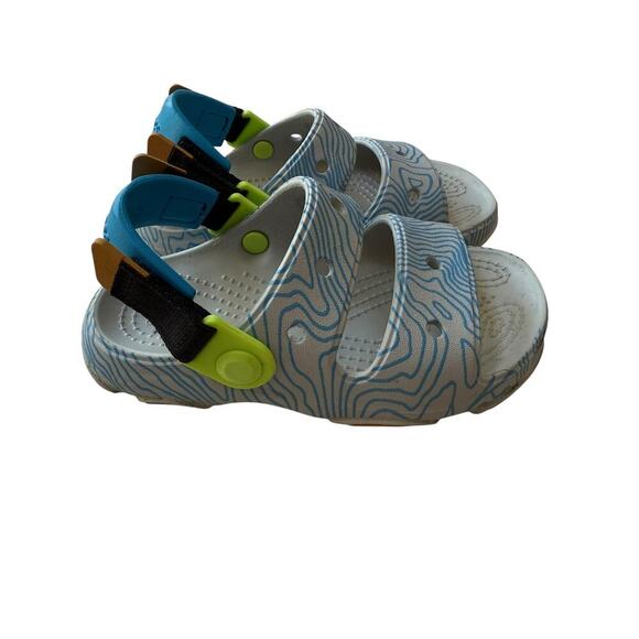 Crocs Boys Deep Navy Multi All Terrain Topographic Sandals Size 11 - Picture 6 of 9